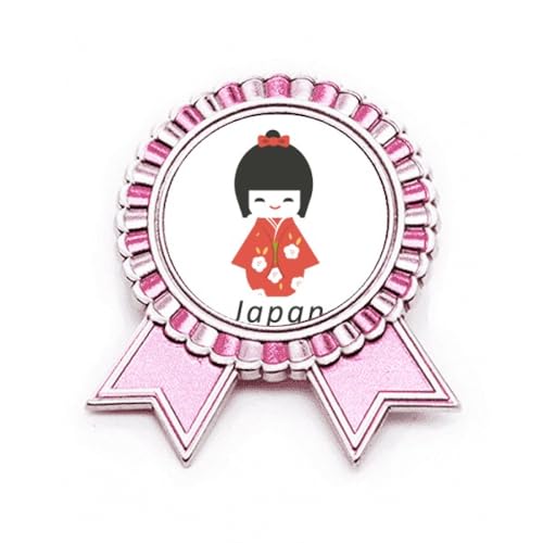 Broche japonaise rose en métal pour petite fille taille M