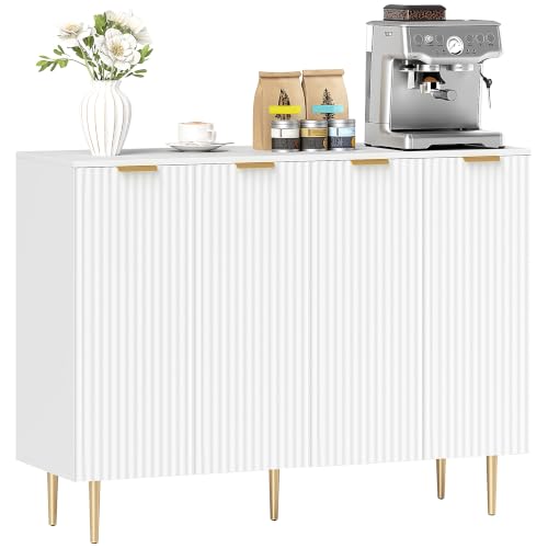 HOMCOM Sideboard Buffet Cabinet Kitchen Storage Cabinet with 4 Doors White
