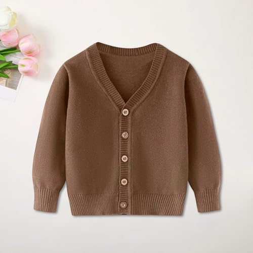 Little Kid Boys Girls Knit Sweater Long Sleeve V Neck Solid Color Button Down Cardigan Winter Fall Warm Knitwear2
