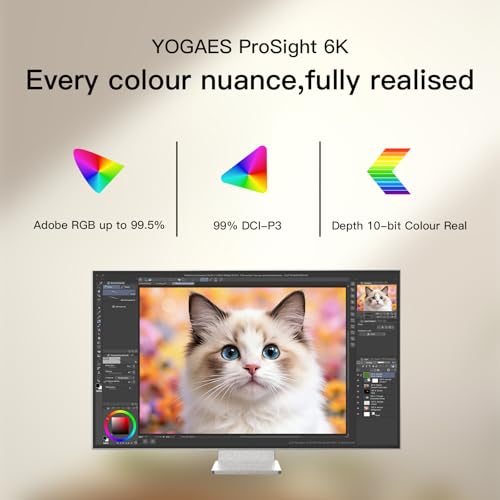 Image of YOGAES ProSight, 6K Monitor, 32 Inch IPS-6K Display (6144 x 3456), Aluminium Alloy Housing and Stand, HDR 600, Brightness of 450 cd /m, Height Adjustable, Contrast Ratio 2000:1 (IPS Panel)