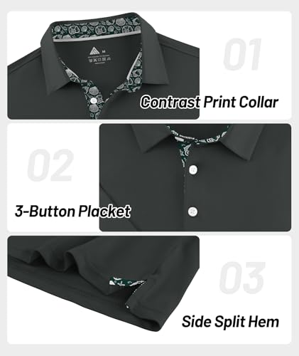 Image of ZITY Golf Shirts for Men Short Sleeve Moisture Wicking Solid Performance Designed Print Collared Casual Polo Shirt