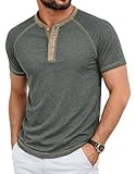 PEGENO Men's Henley Shirts Short Sleeve Summer Breathable Casual Contrast Placket Raglan Mens Shirts Classic...