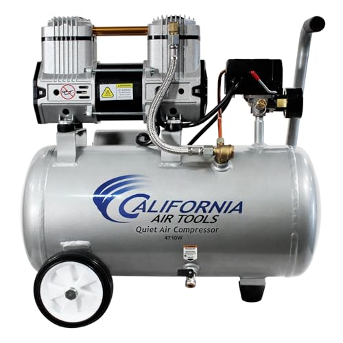California Air Tools CAT-4710W 1.0 HP Quiet and Oil-Free Air Compressor with Wheels, 4.7 Gallon Steel Tank, 75 dBA Noise Level, Lightweight