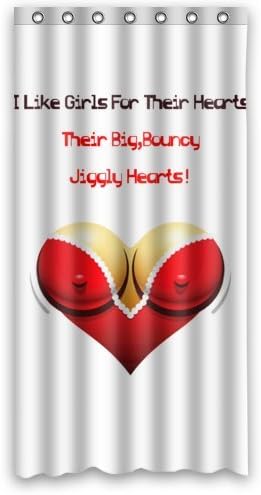 Waterproof Bathroom I Like Girls For Their Heart Their Big Bouncy Jiggly Heart Shower Curtain (36" x 72" )