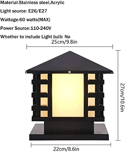 Lámpara de poste de acero inoxidable con diseño arquitectónico para iluminación exterior E27 3