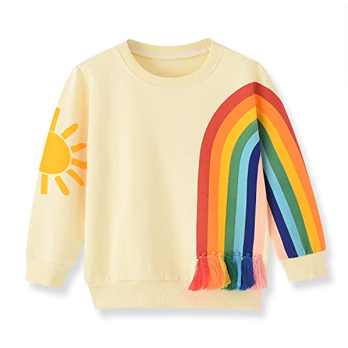Image of HahaNice Kids Clothes Girls Long Sleeve Top Jumper 5 Years Rainbow