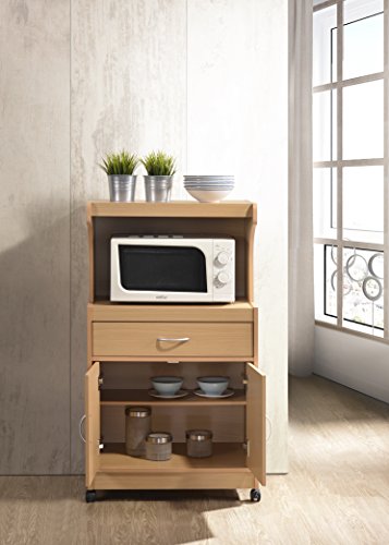 Hodedah Microwave Kitchen Cart, Beech