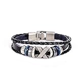 WDAIJY Herren Armband,Leder Anker Armbänder Vintage Herren Schmuck Armband Armreif Geflochtene Wrap & Armreifen Männer Schmuck Pirate