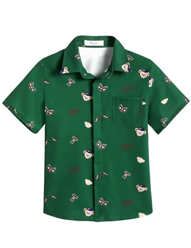 Image of Arshiner Boys Short Sleeve Dress Shirts Solid Button Down Shirts | formal Uniform School Shirt, for 4-12 Years, Hidden Buttons, with Chest Pocket, Regular Fit, Summer Tee top for Kids