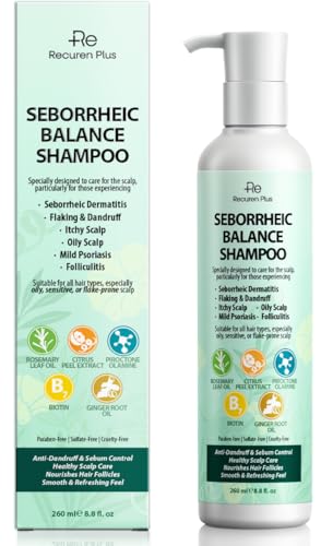 Recuren Plus Seborrheic Dermatitis Shampoo for Folliculitis & Acne: Psoriasis Treatment & Scalp