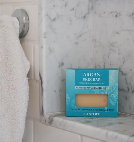Miniatura 2 de Plantlife Jabón en barra de argán, paquete de 3 unidades, jabón hidratante y calmante para tu piel, hecho a mano con ingredientes a base de plantas,