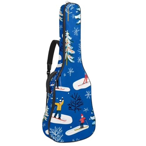 Étui souple pour guitare acoustique 109cm à motif ski d'hiver sac à dos Oxford