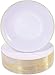 NERVURE 100 Pieces White with Gold Rim Plastic Plates- 10.25inch Gold Rim Disposable Plates-Ideal for Wedding & Parties