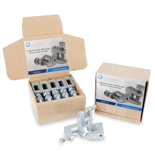 SYSTERM Trägerklammer Halterung aus verzinktem Stahl für Lüftung und andere Systeme. M6 (6mm), M8 (8mm), M10 (10mm). Set von 10 Stück. (Schraubengröße M8-8mm)
