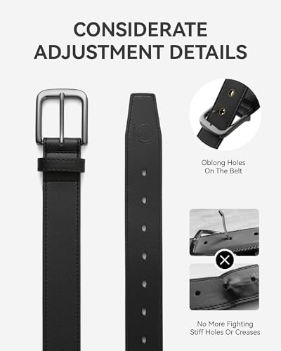 Image of CHAOREN Black Belt Men Leather - Mens Belts Casual for Jeans 1 3 /8 inch inch - Perfect Belt for Daily Use, 42 (Fits Pants Size 40)