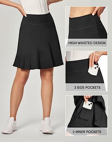 IUGA 20" Knee Length Skort Golf Skirts for Women High Waisted Tennis Skirt Ruffle Skorts for Women with Pockets3