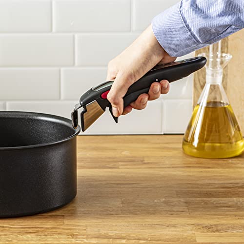 Lagostina Ingenio Induction Manico Rimovibile Resistente fino a 10 kg, Fissaggio Sicuro a 3 Punti, Design Ergonomico, in Plastica e Acciaio, Nero - 7