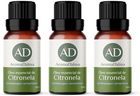 Kit 3 Óleos Essenciais de Citronela Aroma D'alma, 100% Puros, 30m...
