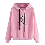 TMOYJPX Sudaderas Mujer con Capucha Baratas Anchas Chica Impresión, Top Suéter Mujer Tallas Grandes Camiseta Originales Otoño e Invierno (Rosa, XL)