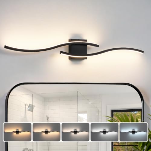Bathroom Vanity Lights Over Mirror: 39 Inch 24W Black LED Bathroom Lighting Fixtures 5CCT Dimmable 2700-5000K Vanity Lighting Modern Bath Sconces Wall Light for Mirror Cabinets Bedroom Living Room