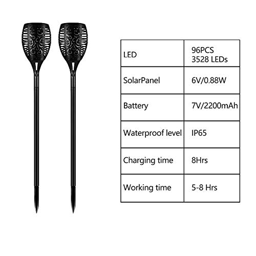 Otdair Solar Torch Lights Waterproof Flickering Flame Solar Torches Dancing Flame 96 LED Landscape Decoration Lighting Dusk to Dawn Outdoor Security Path Light for Garden Patio Driveway (4 Packs)