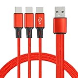 [幕末] 充電ケーブル タイプC 3本 Type C USB Type-C USB-C ナイロン編み ケーブル 3in1 3台 同時 高耐久性 断線防止 1.2m データ伝送 iPhone 16/15/iPad/MacBook Pro、Galaxy S24、iPad、Xperia、Galaxy、Pixelなど 超耐久映像出力不可 (コンセント側:USB-A:レッド)
