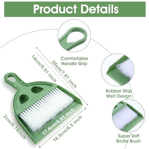 Ouligay Tischbesen mit Schaufel Mini Handfeger und Schaufel, Tischbesen Besen und Kehrschaufel Set, Mini Kehrblech Handfeger Besen, SchaufelBesen Set für Haus, Büro, Schule, Haustier Reinigung