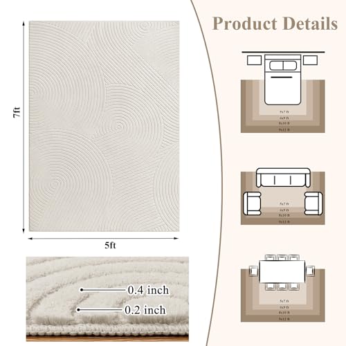 Tapete decorativo beige 5x7 ft U'Artlines miniatura 2