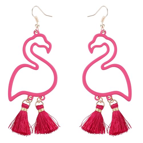 Flamingo Earrings for Women, Alloy Pink Flamingo Dangle Earrings Fashionable Bird Jewelry Gifts for Daily Wearing Summer Beach Tropical Party (Style 1)
