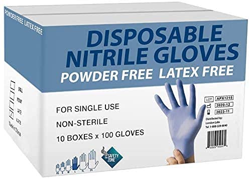 Blue Nitrile Protective Gloves, Case of 1000, 3.5 Mil, Latex Free, Powder Free, Textured, Disposable, Non-Sterile, Food Safe (10, Medium)