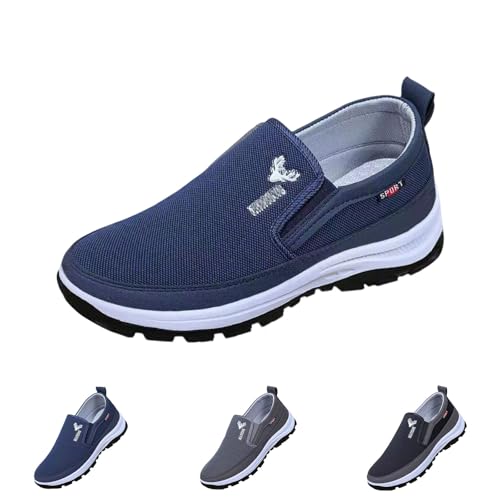 Mens Slip On Shoes, Mens Boat Shoes with Arch Support, Orthowalkway Shoes Mesh Breathable Orthopedic Sneakers
