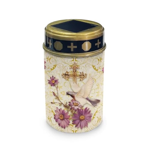 HUGS IDEA Lumières solaires étanches en forme de colombe dorée pour cimetière funéraire ange décoration de jardin extérieur religieux pour cérémonie de Toussaint