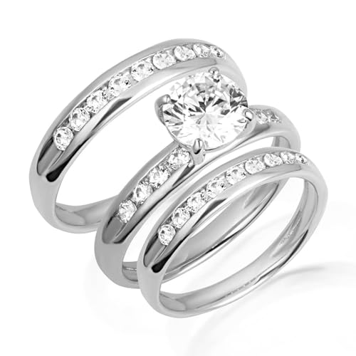 Men's 14K White Gold Lab Grown Diamond Wedding Band Ring Set - Size 5