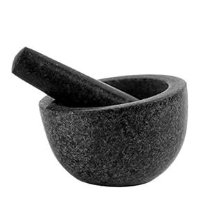 Gajyfcl DE24 Granite Mortar Set Black 16cm