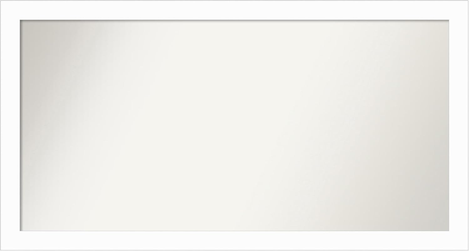 Amanti Art White Bathroom Mirror for Over Sink, 25x41 Custom Made Vanity White Narrow Rectangle Vanity Mirror, Large Casual Wood Frame, Hangs Horizonally and Vertically, Wall Decor