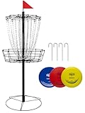Disc Golf Basket - Portable Disc Golf Target with Heavy Duty 24-Chains Come with 3pcs Disc Golf Discs and Ground Stake -Suitable for Players of All Levels - Multi Color Available