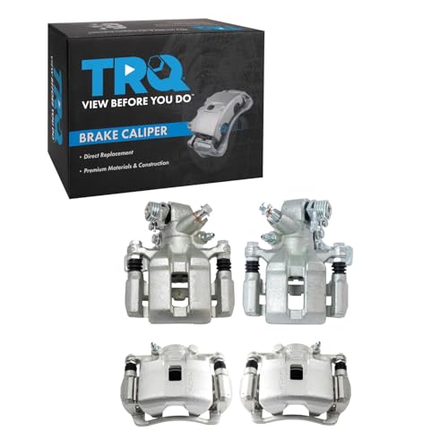 Image of TRQ Front and Rear Brake Caliper Set Zinc Coated Brackets Compatible with 2002-2006 Acura RSX 2004-2005 Honda Civic