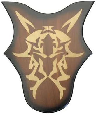 MedievalDepot Ancient Tribal Universal Wood Wall Sword Plaque Display – Decorative Wall Mount with Golden Tribal Design and Steel Hangers for Collectible Swords