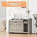 Amenitlif Cat Litter Box Enclosure Cabinet with Cushion Top, 33.8 Inch Hidden Litter Box Furniture with Dual Doors and Storage Shelf, Wooden End Table for Indoor Cats, Gray