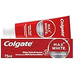 Colgate Max White Luminous Toothpaste 75ml - Teeth whitening Toothpaste - Clinically Proven Formula - Removes up to 100% of Surface Stains - SmartFoam System Cleans All Around Your Teeth