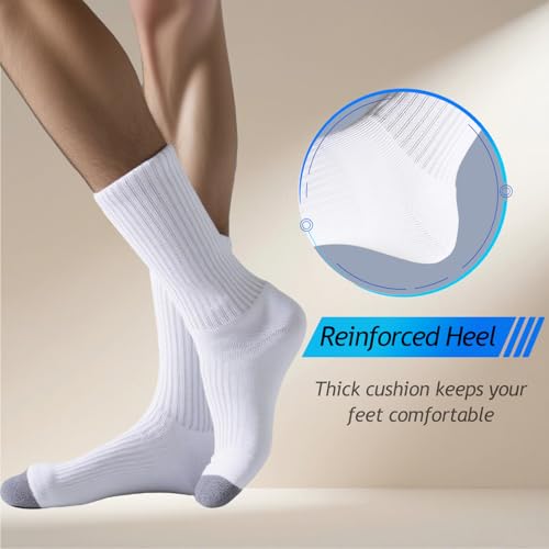 Men's Running Hiking Socks - Breathable, Seamless, Moisture-Wicking for Outdoor Sports, 5 Packs (White/Black)4