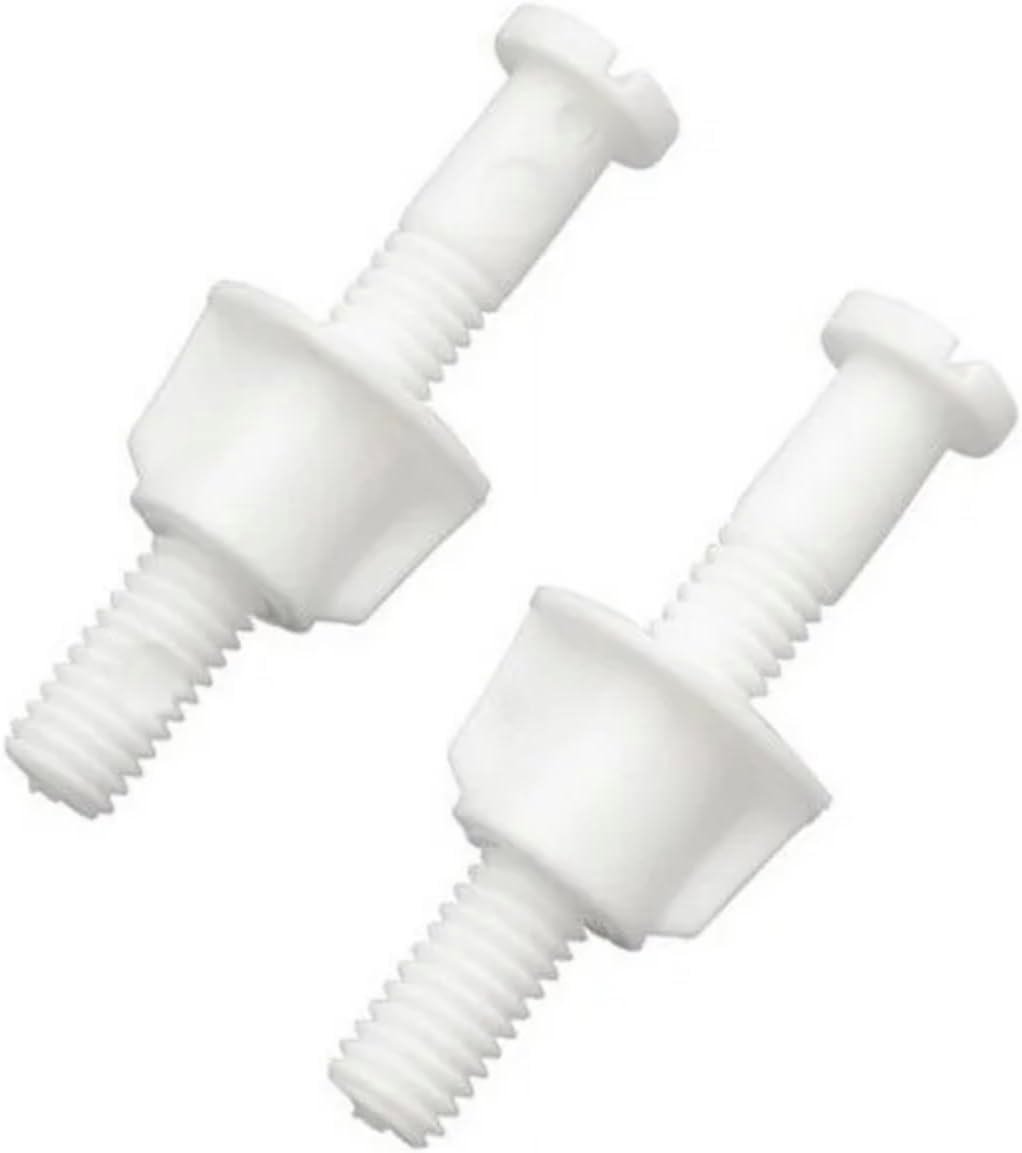 Rocky Mountain Goods Toilet Seat Bolt Replacement Screw Kit - Universal 2 Pack of White Plastic Toilet Seat Hinge Bolts to Secure Seat to Toilet Bowl - Durable Bolts and Nuts - Easy DIY Standard Size