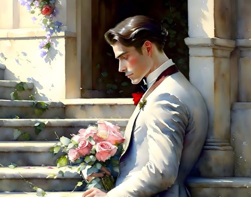 Toile homme au bouquet SERENDIPITP pour créer une ambiance romantique dans votre salon moderne