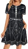 elescat Women Summer Dress Tshirt Beach Sundress Casual Plus Size Flowy Swing Short Sleeve Loose Tun