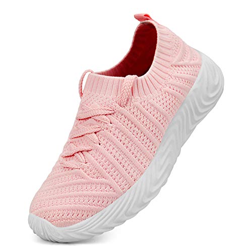 domirica Girls Slip-On Sneakers Ultra Lightweight Hiking Shoes Breathable Non-Slip Running Tennis Athletic Shoes Pink 7 Big Kid