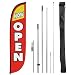 LookOurWay Now Open Feather Flag Complete Set with Pole and Ground Spike, Red/Yellow