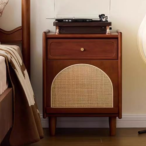 Nachttische Retro-Rattan mit Klapptür, Seitenschrank mit großem...