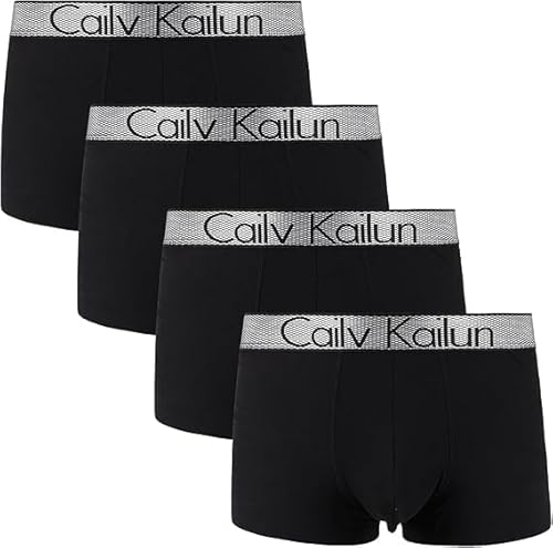（20:00時点） [Cailv Kailun] ボクサーパンツ メンズ ローライズ 4枚セット Steel Micro Low Rise 4 PK CK カッコイイ オシャレ おしゃれ (JP, アルファベット, XL, ブラック)