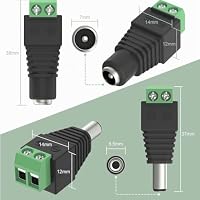 Lunpog 8 Stück 5,5 mm x 2,1 mm Männlich und Weiblich DC-Stecker Buchse Netzadapter für CCTV-Kamera, LED-Leiste leuchtet Adapter Plug Jack Adapter Connector (4 x DC Buchse, 4 x DC Stecker) – Ansicht 2