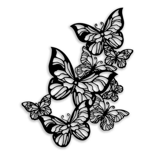 OPTYBVFD Flyin Butterfly Metal Wall Decor - Farmhouse Room Decor Wall Art Home Decor for Living Room, Bedroom, Dining Room, Bathroom, Office, Garden (Black)